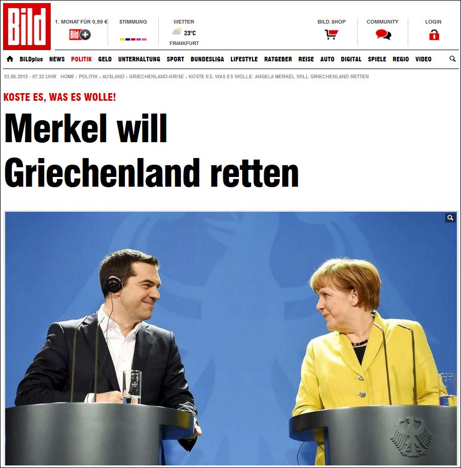 Bild: Η Μέρκελ θέλει να σώσει την Ελλάδα με όποιο κόστος