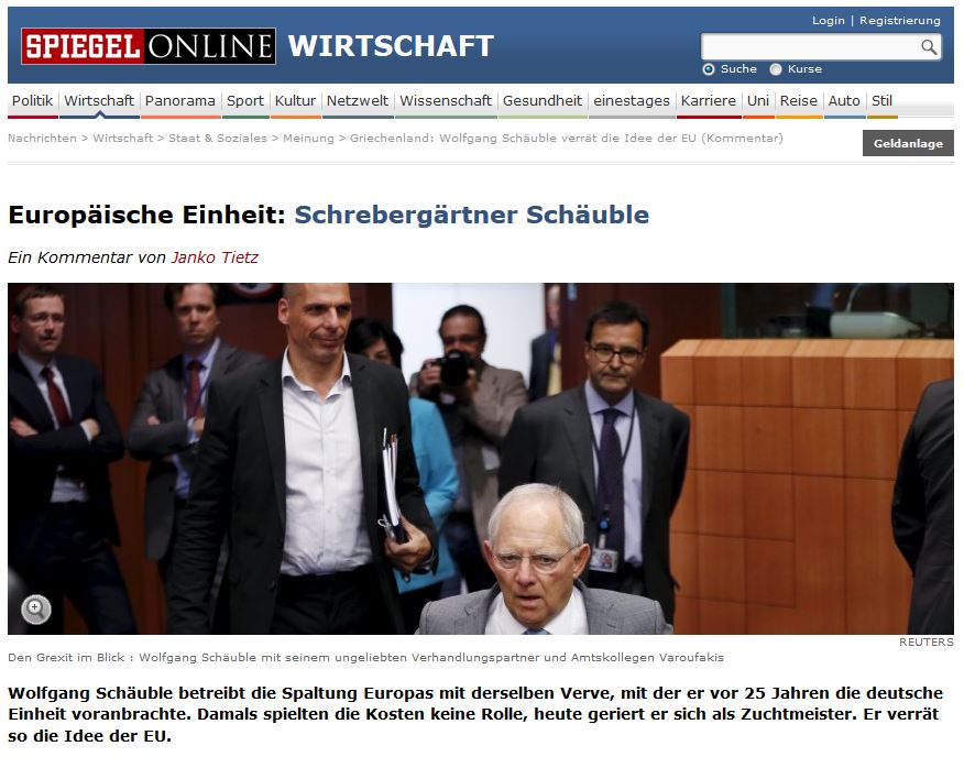Το Spiegel ζητά από τη Μέρκελ να “διώξει” τον Σόιμπλε