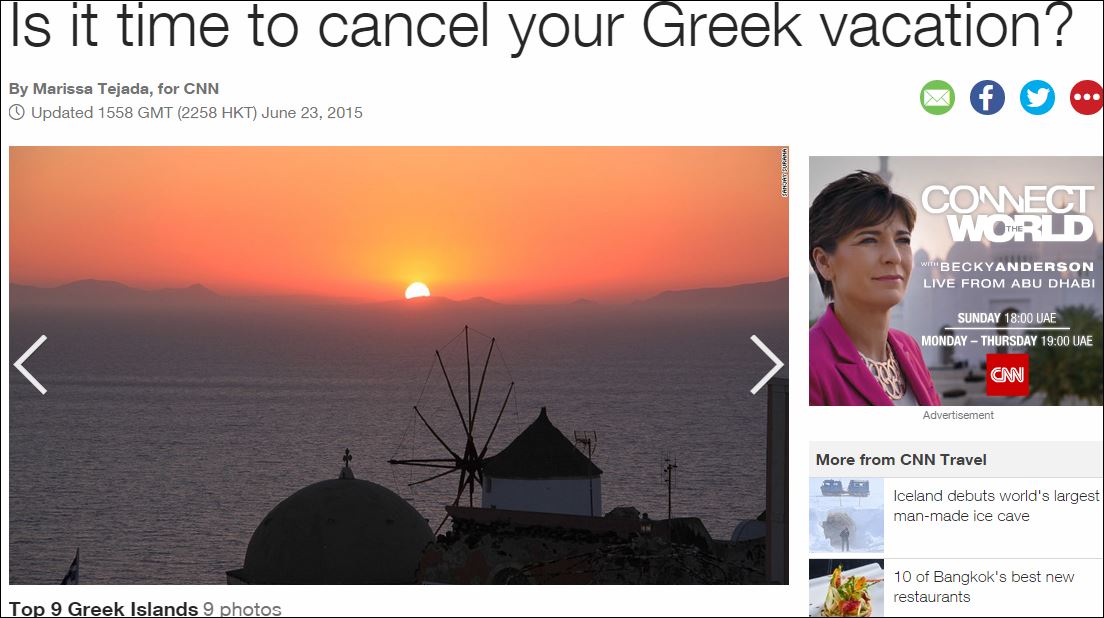 Το CNN “πυροβολεί” τον τουρισμό στην Ελλάδα