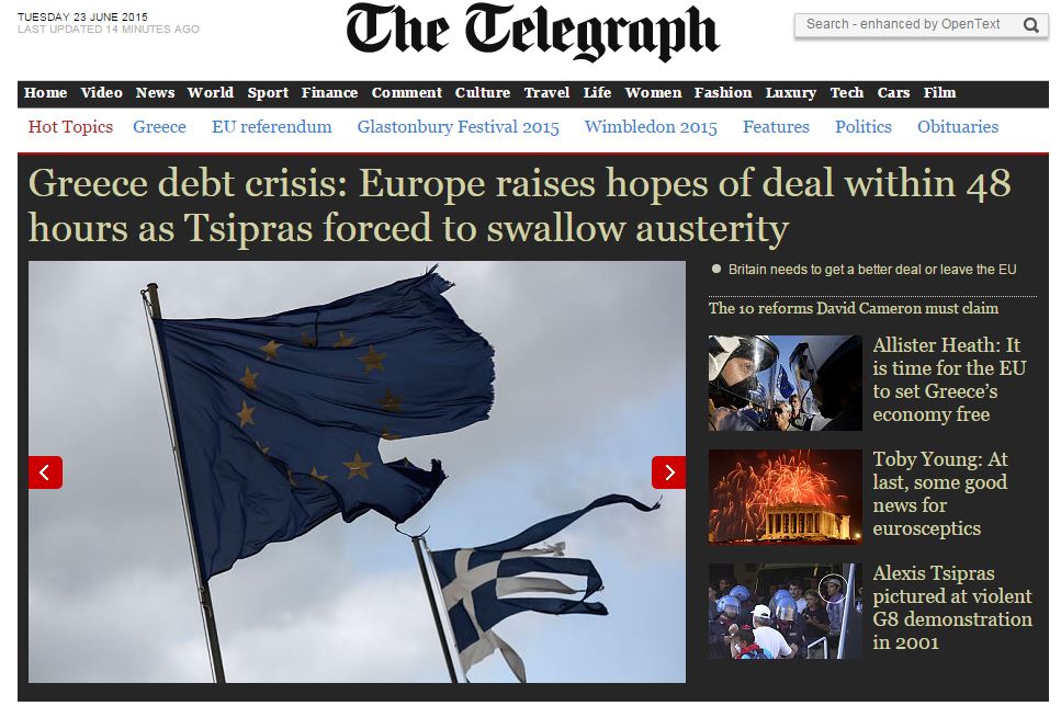 Telegraph: Ο Τσίπρας… καταπίνει τη λιτότητα