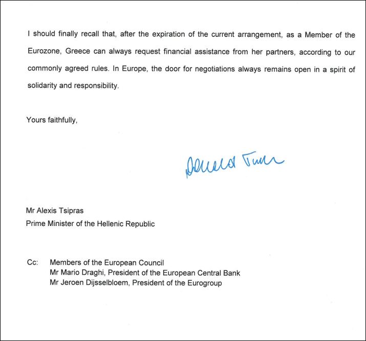 “Όχι” του Τουσκ στο αίτημα Τσίπρα για παράταση του προγράμματος