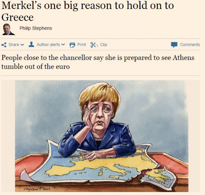 Financial Times: Μόνο η Μέρκελ διαισθάνεται τους κινδύνους από ένα Grexit