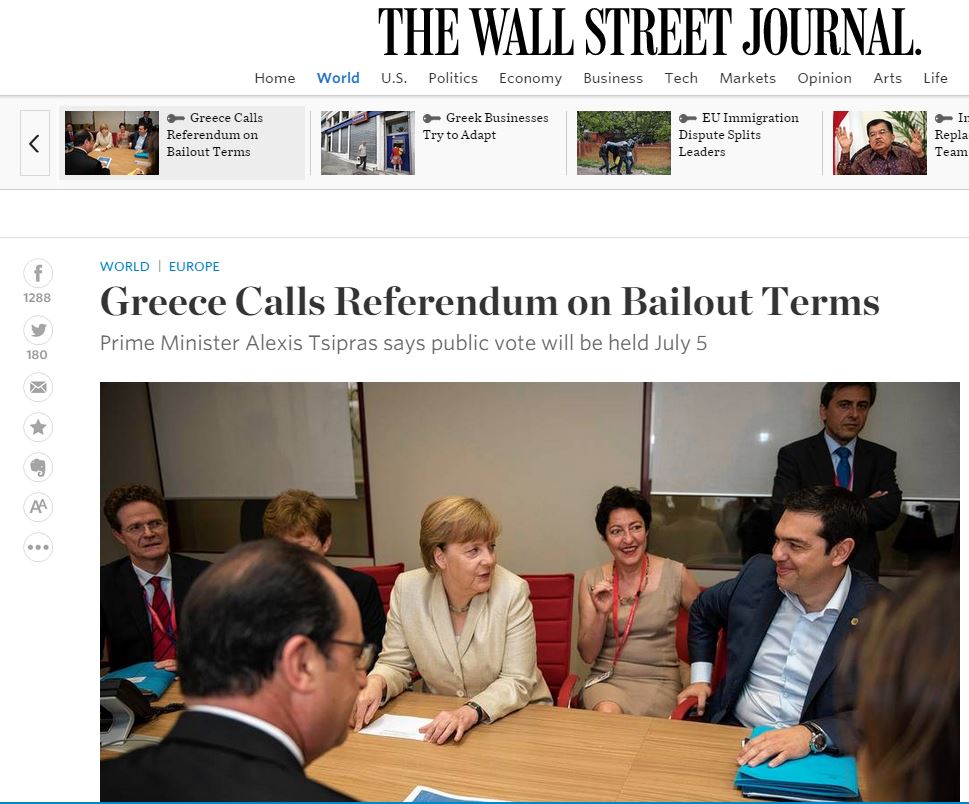 Wall Street Journal: Σκέφτονται να αποσύρουν την πρόταση οι δανειστές