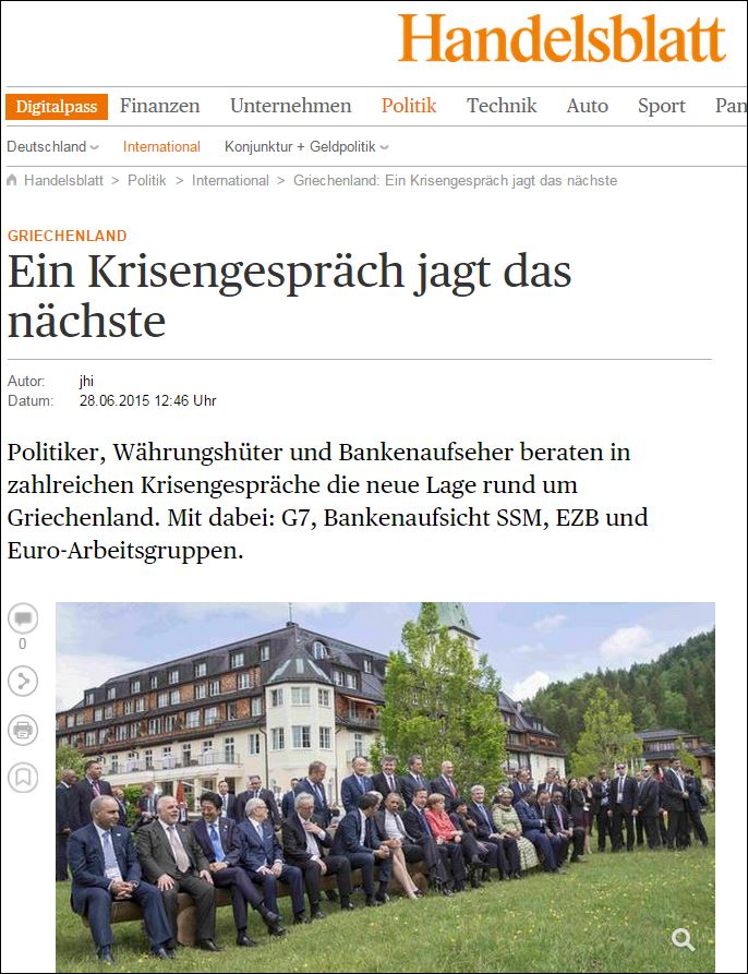 Handelsblatt: Τηλεδιάσκεψη G7 για την Ελλάδα