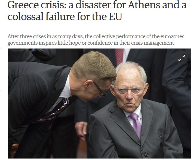 Guardian: Η καταστροφή της Ελλάδας και η αποτυχία της ευρωζώνης
