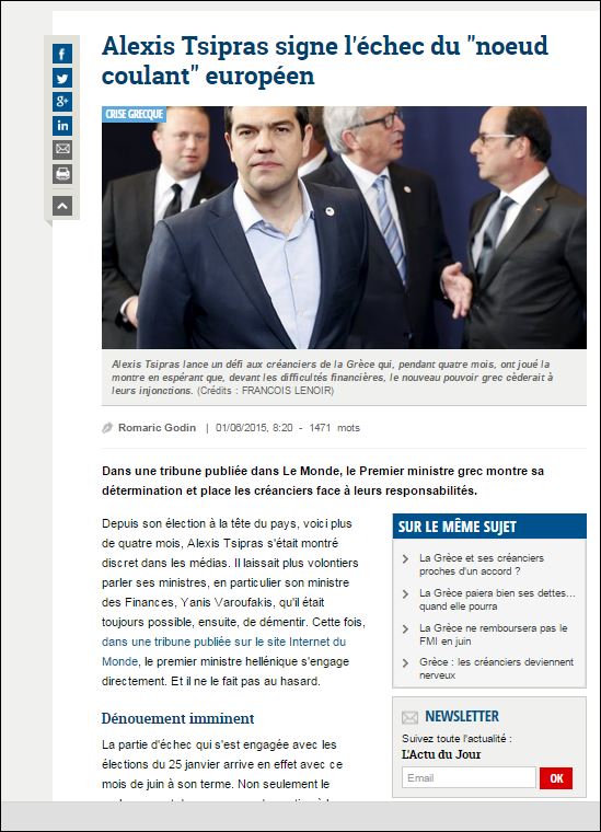 La Tribune: Μάθημα στρατηγικής για τους Ευρωπαίους η σθεναρή αντίσταση Τσίπρα