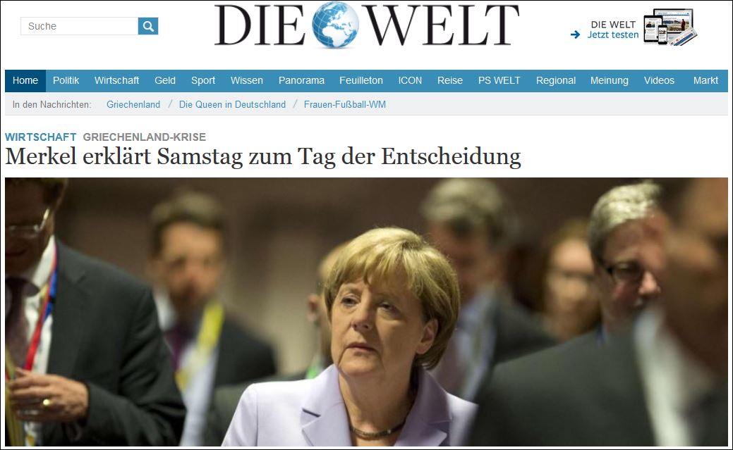 Die Welt: Κρίσιμο το Σάββατο για την Ελλάδα