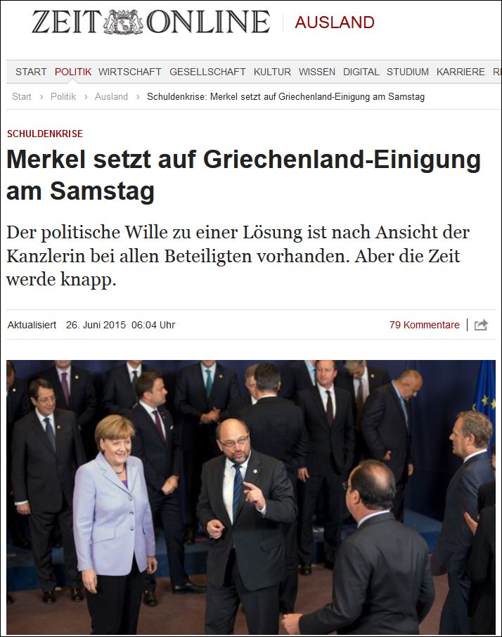 Die Zeit: Η Μέρκελ ορίζει το Σάββατο ως ημέρα συμφωνίας
