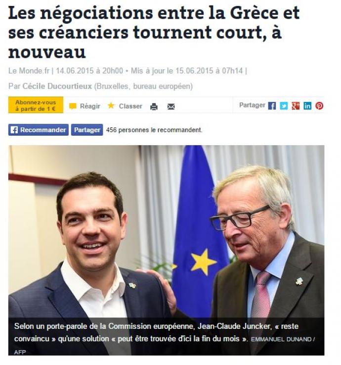 Le Monde: Πιθανό το ενδεχόμενο μιας ελληνικής χρεοκοπίας