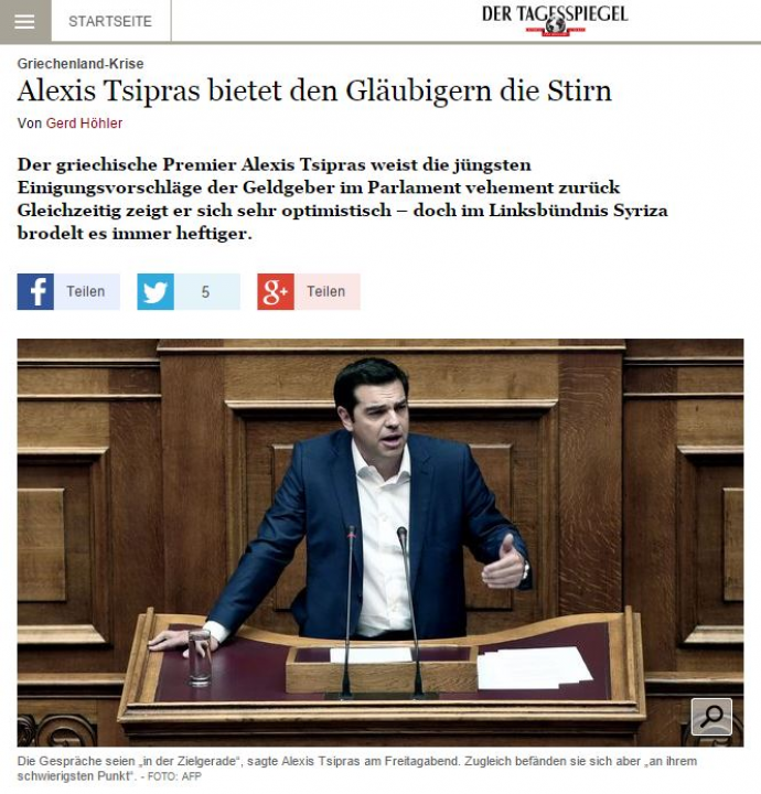 Der Tagesspiegel: Μέτωπο με τους πιστωτές άνοιξε ο Τσίπρας