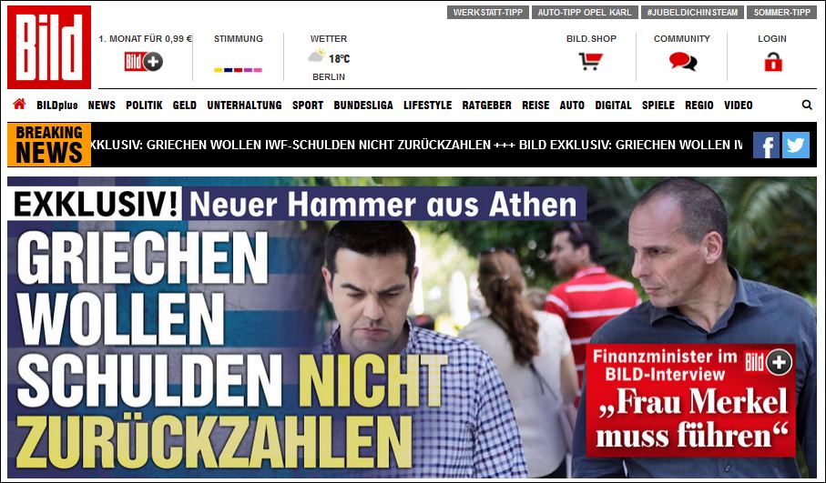 Bild: Οι Έλληνες δεν θέλουν να αποπληρώσουν τα χρέη τους