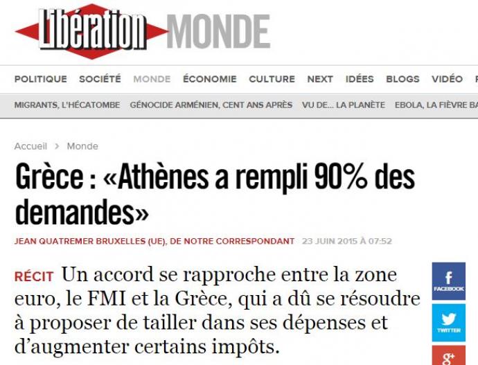 Liberation: Η Αθήνα έχει εκπληρώσει το 90% των αιτημάτων των δανειστών