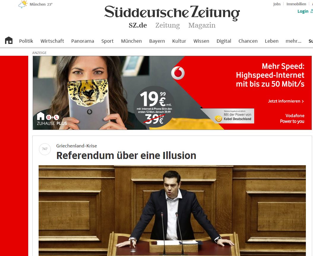 Suddeutsche: Καμία εμπιστοσύνη στην ελληνική κυβέρνηση