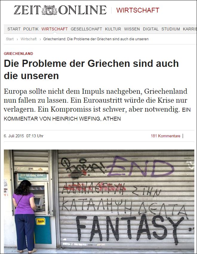 Die Zeit: Η ΕΕ δεν μπορεί να αγνοήσει την επιθυμία του ελληνικού λαού