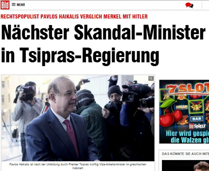 Bild: Σκάνδαλο η υπουργοποίηση του Χαϊκάλη