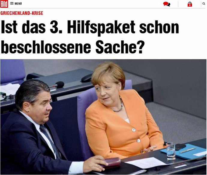 Bild: Τελειωμένη υπόθεση το τρίτο πακέτο διάσωσης;