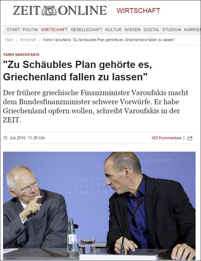 Ο Βαρουφάκης στην Zeit: Το σχέδιο του δόκτορα Σόιμπλε για την Ευρώπη