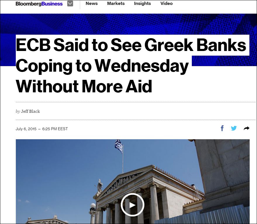 Bloomberg: Η ΕΚΤ εκτιμά ότι οι τράπεζες αντέχουν τουλάχιστον έως την Τετάρτη