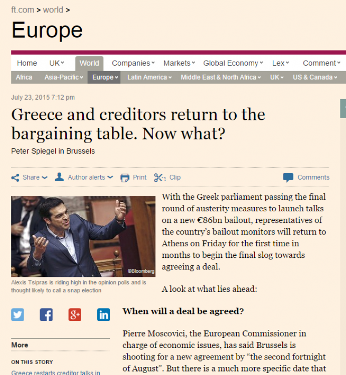 FT: Ξεκινά το νέο μπρα ντε φερ για την Ελλάδα