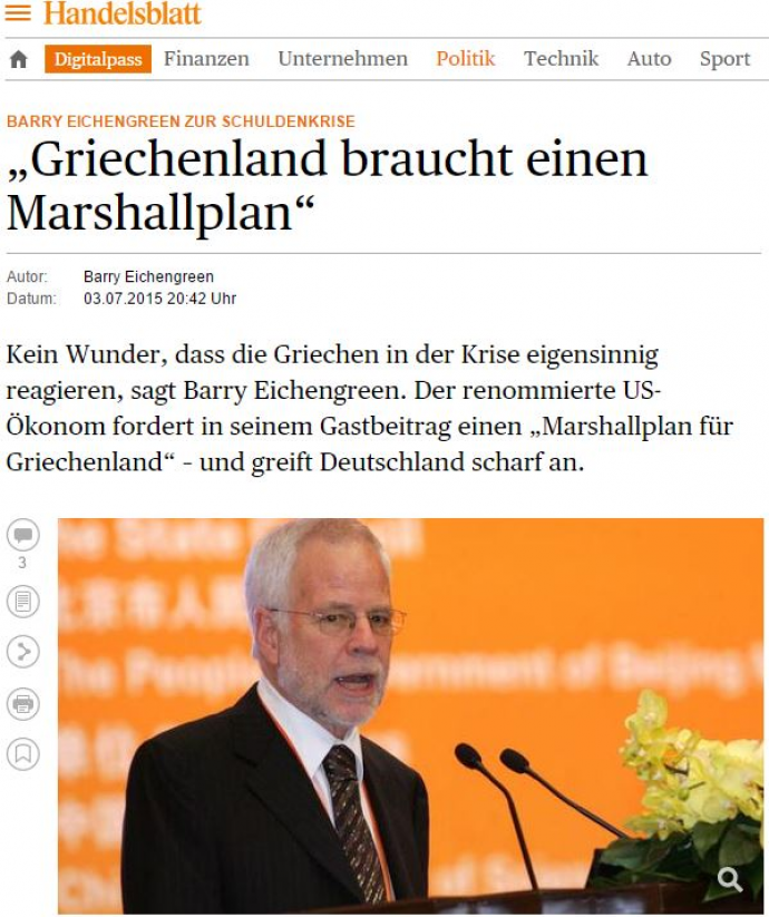 “Η Ελλάδα χρειάζεται ένα Σχέδιο Μάρσαλ”