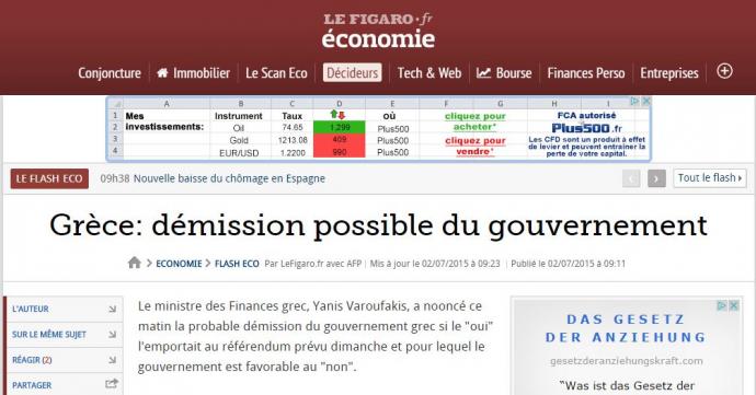 Le Figaro: Πιθανή παραίτηση της κυβέρνησης