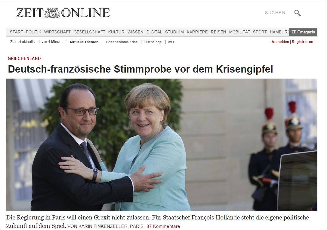 Die Zeit: Η Γαλλία δεν θέλει Grexit