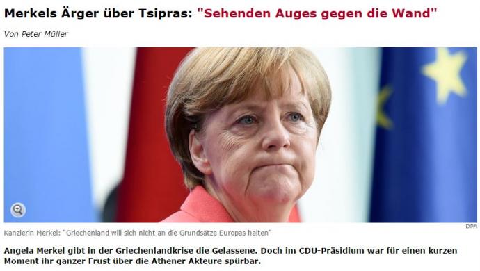 Spiegel: Η Μέρκελ κατηγορεί τον Τσίπρα ότι “άφησε τη χώρα να πάει πάνω στον τοίχο”