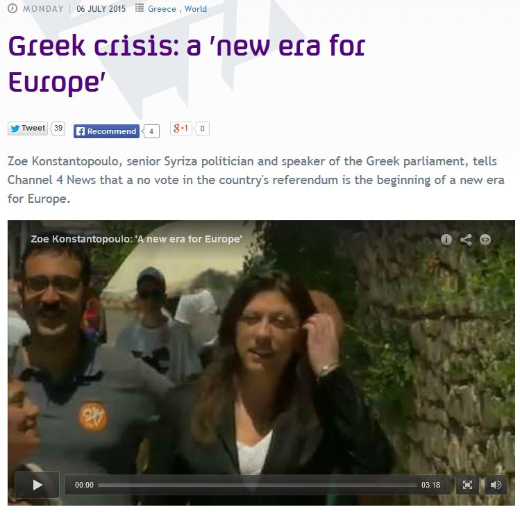 Ζωή Κωνσταντοπούλου: Αρχή μιας νέας εποχής για την Ευρώπη – ΒΙΝΤΕΟ