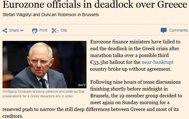 Financial Times: Οι ευρω-αξιωματούχοι σε αδιέξοδο για την Ελλάδα
