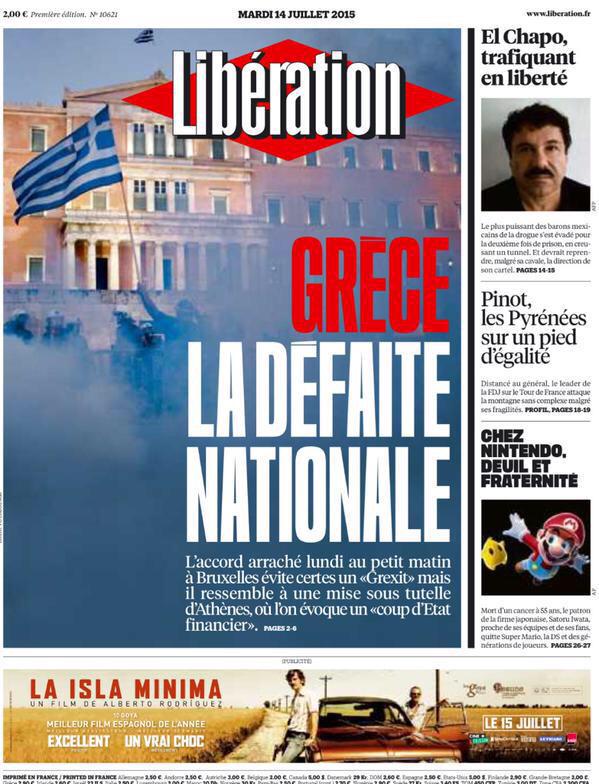 Liberation: Ελλάδα, η εθνική ήττα