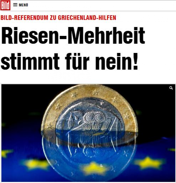 Οι Γερμανοί δημοσιογράφοι καταγγέλλουν “δημοψήφισμα”- πρόκληση της Bild