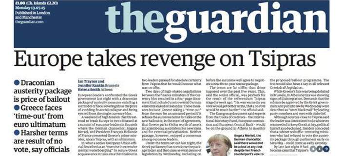 Guardian: Η Ευρώπη παίρνει εκδίκηση από τον Τσίπρα
