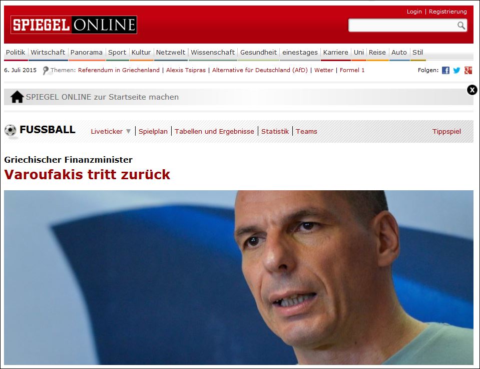 Οι πρώτες αντιδράσεις στο γερμανικό Τύπο για την παραίτηση Βαρουφάκη