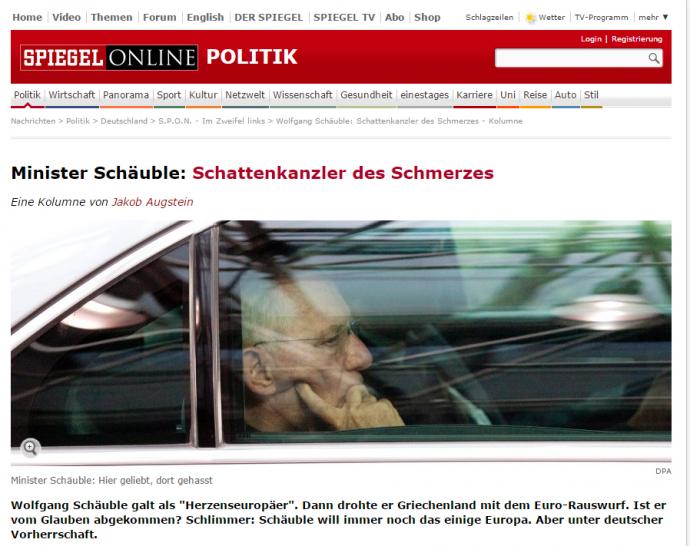 Spiegel: Ο Σόιμπλε σκιώδης καγκελάριος του πόνου