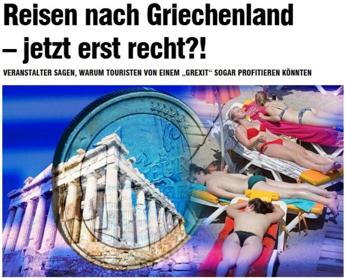 Bild: «Ευκαιρία να ταξιδέψετε τώρα στην Ελλάδα»