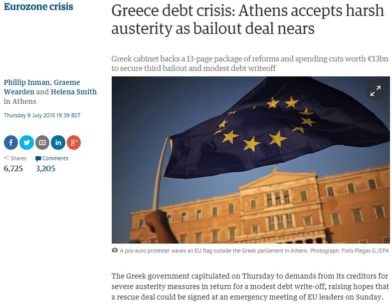 Guardian: H Αθήνα αποδέχθηκε λιτότητα για να αποφύγει Grexit