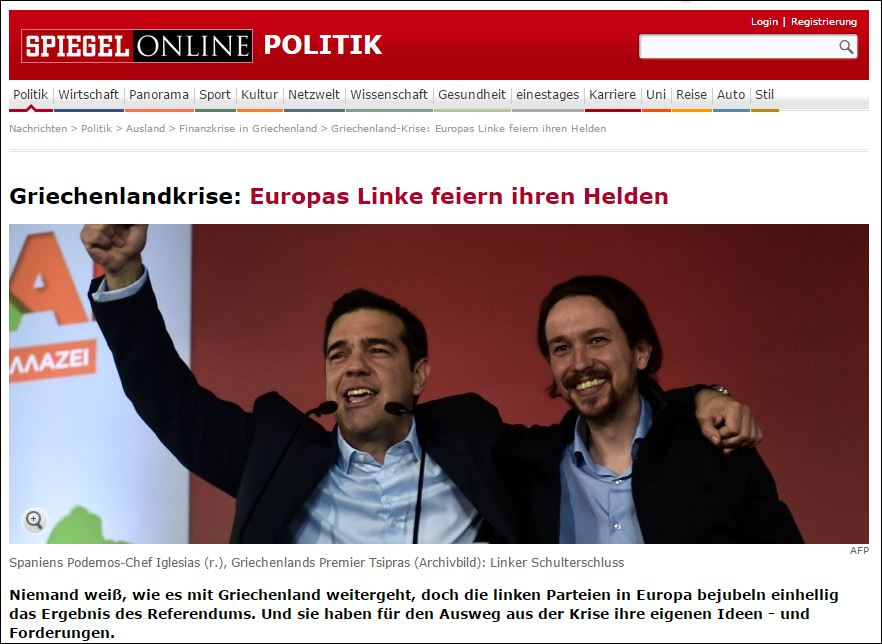 Spiegel: Οι αριστεροί της Ευρώπης γιορτάζουν το “Όχι”