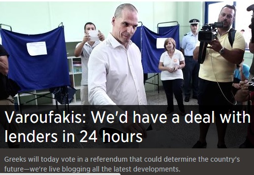 Βαρουφάκης: Συμφωνία σε 24 ώρες αν επικρατήσει το ‘όχι’