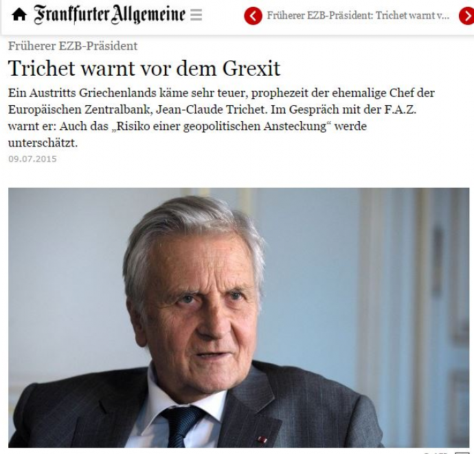 Τρισέ: Ακριβό και επικίνδυνο το Grexit