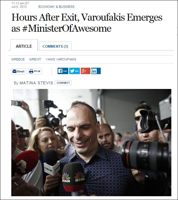 Wall Street Journal: Λίγο μετά την παραίτησή του ο Βαρουφάκης διαφημίζει το βιβλίο του