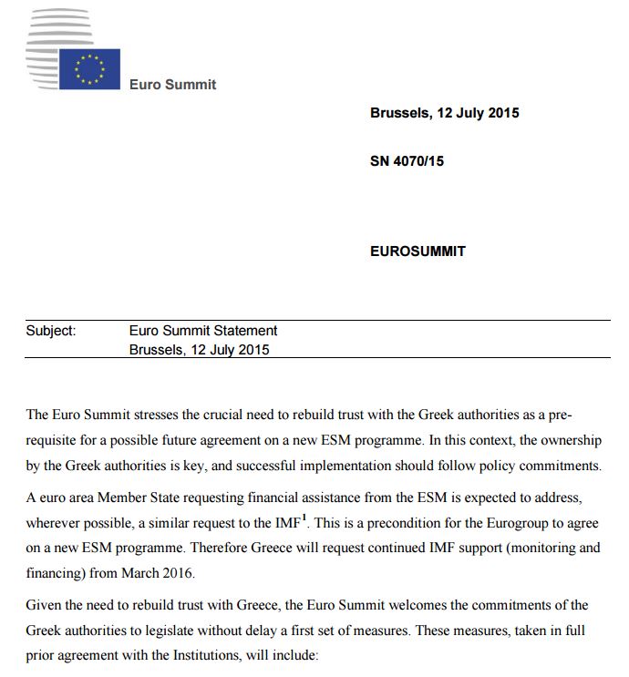 Ολόκληρο το κείμενο της συμφωνίας της Συνόδου Κορυφής