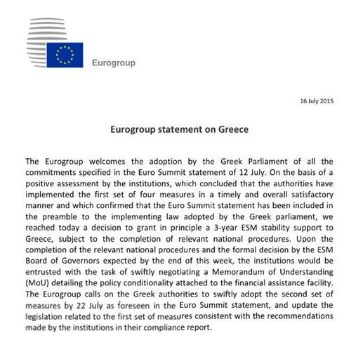 Η επίσημη ανακοίνωση του Eurogroup – ΦΩΤΟ