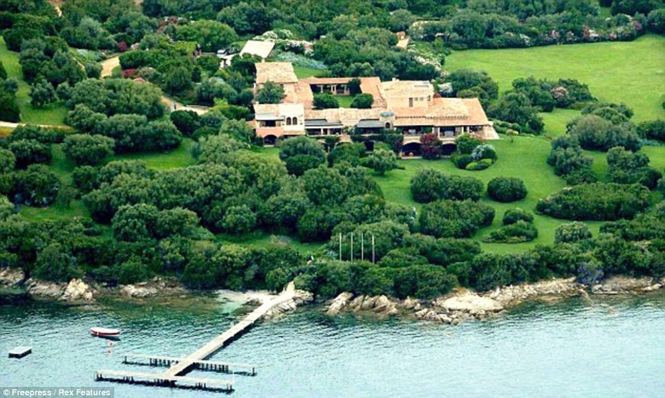While no sale has yet been completed, it is rumoured Berlusconi is offering the luxury property – situated near Porto Rotondo on Sardinia's Costa Smeralda and which he has owned since at least 2004 - for £350million, having put it on the market three years ago for £325million