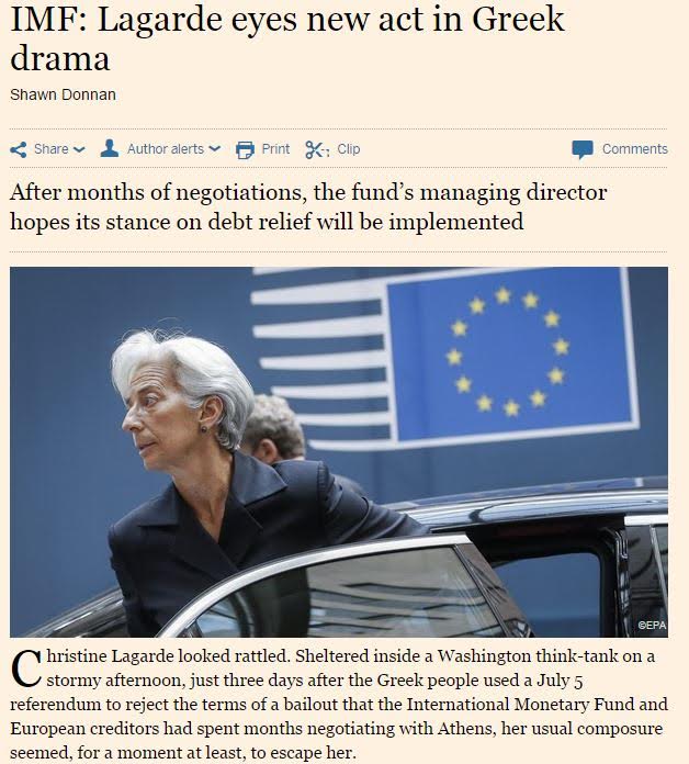 FT: H Λαγκάρντ και η νέα πράξη στο ελληνικό δράμα