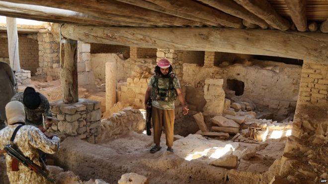 Islamic State militants in Mar Elian monastery