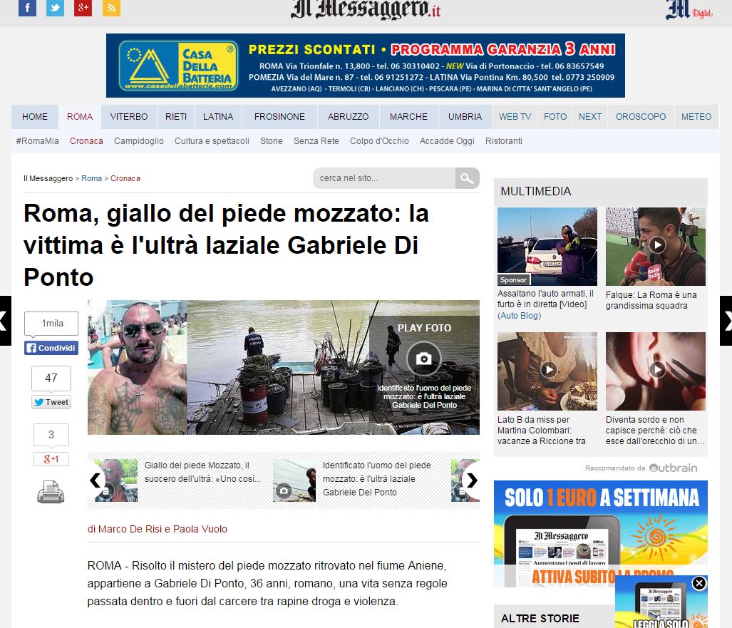 Λύθηκε το μυστήριο με το κομμένο πόδι στη Ρώμη