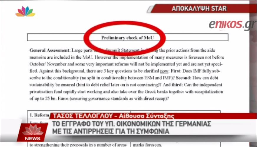 Το έγγραφο με τις αντιρρήσεις του γερμανικού ΥΠΟΙΚ για τη συμφωνία – ΒΙΝΤΕΟ