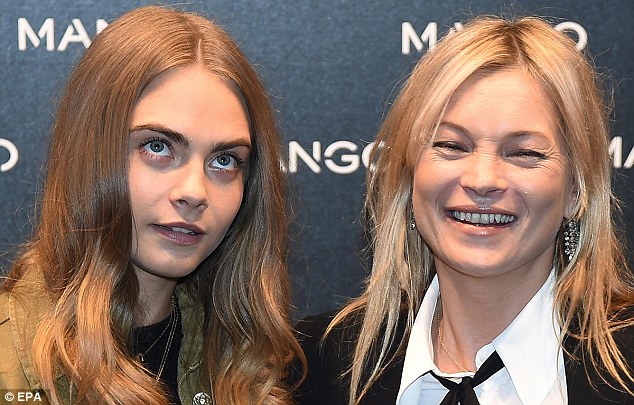 Then and now: Kate Moss, 41, and Cara Delevingne, 23, were photographed together at a fashion event in Milan this week