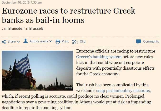 Σενάρια FT για “κούρεμα” καταθέσεων όπως και στο δημοψήφισμα