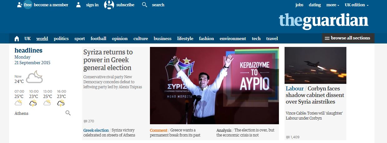 Guardian: Ο ΣΥΡΙΖΑ επιστρέφει στην εξουσία